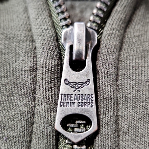 Threadbare Denim Corps Men's Forest Green Pull Over 1/4 Zip Sweatshirt M EUC - Picture 6 of 10